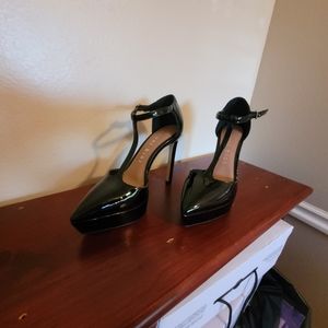 Black patent heels